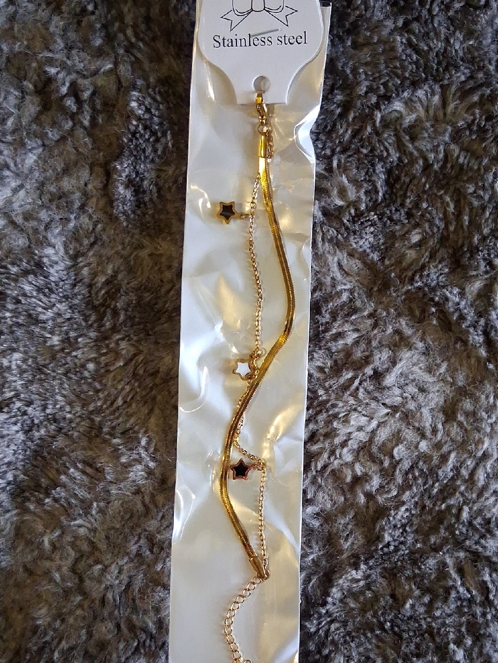 Stainless Steel Gold Star Charm Bracelet